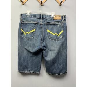 Vintage PePe shorts Mens 38 blue Yellow baggy 90s street wear embroidered Denim‎